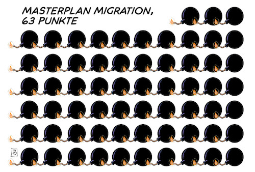 Cartoon: Explosiver Masterplan (medium) by Harm Bengen tagged masterplan,migration,63,punkte,bomben,explosiv,csu,seehofer,groko,spd,bundesregierung,harm,bengen,cartoon,karikatur,masterplan,migration,63,punkte,bomben,explosiv,csu,seehofer,groko,spd,bundesregierung,harm,bengen,cartoon,karikatur