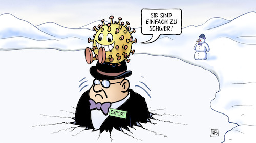 Cartoon: Exporteinbruch und Corona (medium) by Harm Bengen tagged export,exporteinbruch,corona,virus,winter,eis,schwer,einbrechen,harm,bengen,cartoon,karikatur,export,exporteinbruch,corona,virus,winter,eis,schwer,einbrechen,harm,bengen,cartoon,karikatur