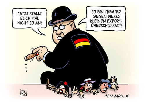 Cartoon: Exportüberschuss (medium) by Harm Bengen tagged deutschland,exportüberschuss,ausfuhren,wirtschaft,europa,eu,harm,bengen,cartoon,karikatur,deutschland,exportüberschuss,ausfuhren,wirtschaft,europa,eu,harm,bengen,cartoon,karikatur