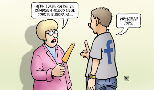 Cartoon: Facebook-Jobs (medium) by Harm Bengen tagged facebook,jobs,zuckerberg,europa,virtuelle,interview,metaverse,vr,harm,bengen,cartoon,karikatur,facebook,jobs,zuckerberg,europa,virtuelle,interview,metaverse,vr,harm,bengen,cartoon,karikatur