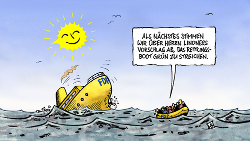 Cartoon: FDP-Rettungsboot (medium) by Harm Bengen tagged schiff,see,meer,bahr,rösler,lindner,westerwelle,rettungsboot,fdp,sonne,macht,machtkampf,atom,atomkraft,atomkraftwerk,kernkraft,kernkraftwerk,ausstieg,abschalten,laufzeitverlängerung,grün,streichen,farbe,fdp,rettungsboot,westerwelle,lindner,rösler,bahr,meer,see,schiff,sonne,machtkampf,atomkraft,atom,kernkraftwerk,ausstieg,abschalten,laufzeitverlängerung,kernkraft,atomkraftwerk