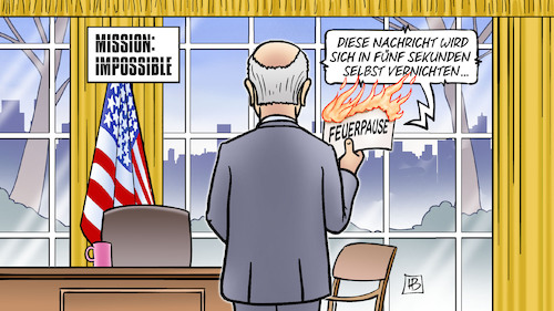 Cartoon: Feuerpause Impossible (medium) by Harm Bengen tagged mission,impossible,nachricht,selbst,vernichten,gaza,feuerpause,israel,palästina,usa,biden,oval,office,weisses,haus,white,house,harm,bengen,cartoon,karikatur,mission,impossible,nachricht,selbst,vernichten,gaza,feuerpause,israel,palästina,usa,biden,oval,office,weisses,haus,white,house,harm,bengen,cartoon,karikatur