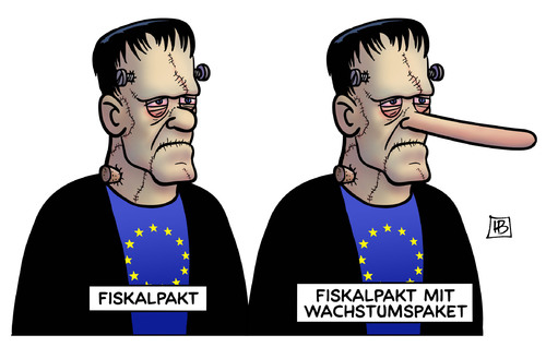 Cartoon: Fiskalpakt mit Wachstumspaket (medium) by Harm Bengen tagged rettungsschirm,esm,esfs,fiskalpakt,regierung,opposition,bvg,bverfg,bundesverfassungsgericht,justiz,urteil,gutachten,bundespräsident,gauck,warten,einigung,europa,euro,krise,monster,frankenstein,pinocchio,lügen,wachstumspaket,rettungsschirm,esm,fiskalpakt,regierung,opposition,bvg,bverfg,bundesverfassungsgericht,justiz,frankenstein