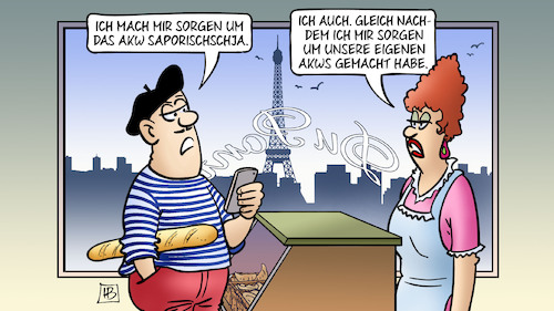 Cartoon: Frankreich-AKWs (medium) by Harm Bengen tagged sorgen,akw,saporischschja,frankreich,atomkraft,kernkraft,bäckerei,handy,krieg,ukraine,russland,harm,bengen,cartoon,karikatur,sorgen,akw,saporischschja,frankreich,atomkraft,kernkraft,bäckerei,handy,krieg,ukraine,russland,harm,bengen,cartoon,karikatur