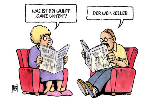 Cartoon: Ganz unten (medium) by Harm Bengen tagged ganz,oben,unten,weinkeller,wulff,buch,harm,bengen,cartoon,karikatur,ganz,oben,unten,weinkeller,wulff,buch,harm,bengen,cartoon,karikatur