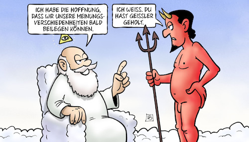 Cartoon: Geissler (medium) by Harm Bengen tagged gott,teufel,himmel,tod,meinungsverschiedenheiten,geissler,harm,bengen,cartoon,karikatur,gott,teufel,himmel,tod,meinungsverschiedenheiten,geissler,harm,bengen,cartoon,karikatur