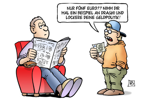 Cartoon: Geldpolitik lockern (medium) by Harm Bengen tagged euro,ezb,taschengeld,vater,sohn,bespiel,draghi,lockere,geldpolitik,harm,bengen,cartoon,karikatur,euro,ezb,taschengeld,vater,sohn,bespiel,draghi,lockere,geldpolitik,harm,bengen,cartoon,karikatur