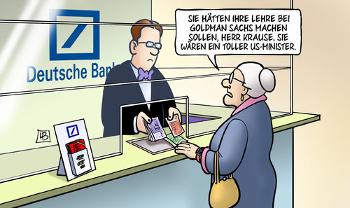 Cartoon: Goldman Sachs (medium) by Harm Bengen tagged lehre,ausbildung,goldman,sachs,bank,usa,wahl,trump,regierung,minister,susemil,harm,bengen,cartoon,karikatur,lehre,ausbildung,goldman,sachs,bank,usa,wahl,trump,regierung,minister,susemil,harm,bengen,cartoon,karikatur