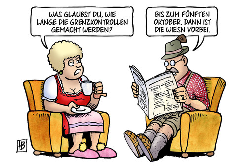 Cartoon: Grenzkontrollen und Wiesn (medium) by Harm Bengen tagged grenzkontrollen,oktober,oktoberfest,muenchen,wiesn,migration,einreise,fluechtlinge,asyl,harm,bengen,cartoon,karikatur,grenzkontrollen,oktober,oktoberfest,muenchen,wiesn,migration,einreise,fluechtlinge,asyl,harm,bengen,cartoon,karikatur