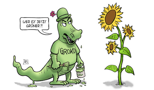 Cartoon: Groko grüner (medium) by Harm Bengen tagged groko,sonnenblume,grüne,grüner,farbe,klimaschutz,klimaziele,wahlkampf,harm,bengen,cartoon,karikatur,groko,sonnenblume,grüne,grüner,farbe,klimaschutz,klimaziele,wahlkampf,harm,bengen,cartoon,karikatur