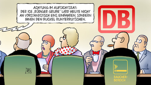 Cartoon: Grube-Rücktritt (medium) by Harm Bengen tagged grube,rücktritt,kündigung,vertrag,bahn,aufsichtsrat,vorstandstisch,ice,buckel,runterrutschen,harm,bengen,cartoon,karikatur,grube,rücktritt,kündigung,vertrag,bahn,aufsichtsrat,vorstandstisch,ice,buckel,runterrutschen,harm,bengen,cartoon,karikatur