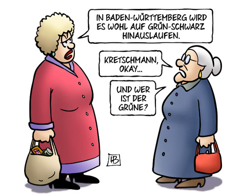 Cartoon: Grün-Schwarz (medium) by Harm Bengen tagged baden,württemberg,grüne,schwarze,cdu,koalition,kretschmann,landtagswahlen,partei,susemil,harm,bengen,cartoon,karikatur,baden,württemberg,grüne,schwarze,cdu,koalition,kretschmann,landtagswahlen,partei,susemil,harm,bengen,cartoon,karikatur