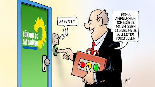 Cartoon: Grüne Ampeln (medium) by Harm Bengen tagged grüne,firma,ampelmann,ampeln,neueste,kollektion,koalitionen,landtagswahlen,rheinland,pfalz,baden,württemberg,haustür,klingel,harm,bengen,cartoon,karikatur,grüne,firma,ampelmann,ampeln,neueste,kollektion,koalitionen,landtagswahlen,rheinland,pfalz,baden,württemberg,haustür,klingel,harm,bengen,cartoon,karikatur