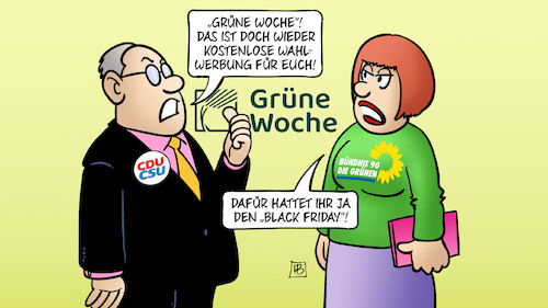 Cartoon: Grüne Werbung (medium) by Harm Bengen tagged grüne,woche,messe,kostenlose,wahlwerbung,black,friday,union,cdu,csu,harm,bengen,cartoon,karikatur,grüne,woche,messe,kostenlose,wahlwerbung,black,friday,union,cdu,csu,harm,bengen,cartoon,karikatur