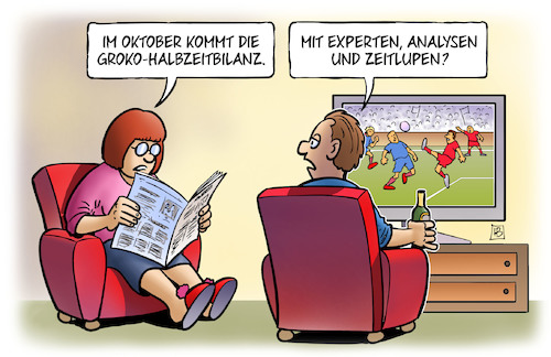 Cartoon: Halbzeitbilanz (medium) by Harm Bengen tagged oktober,groko,halbzeitbilanz,experten,analysen,zeitlupen,fussball,bundesregierung,cdu,csu,spd,tv,zeitung,harm,bengen,cartoon,karikatur,oktober,groko,halbzeitbilanz,experten,analysen,zeitlupen,fussball,bundesregierung,cdu,csu,spd,tv,zeitung,harm,bengen,cartoon,karikatur