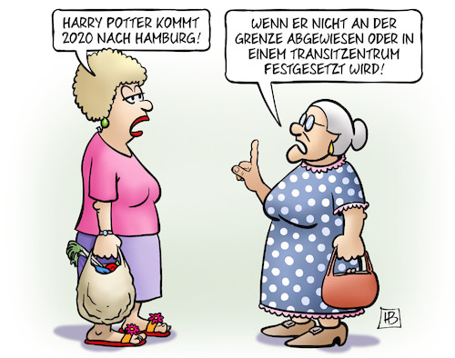 Cartoon: Harry Potter in Hamburg (medium) by Harm Bengen tagged harry,potter,2020,hamburg,theater,grenze,abweisen,asylpolitik,transitzentrum,susemil,harm,bengen,cartoon,karikatur,harry,potter,2020,hamburg,theater,grenze,abweisen,asylpolitik,transitzentrum,susemil,harm,bengen,cartoon,karikatur