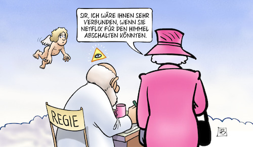 Cartoon: Harry und Meghan (medium) by Harm Bengen tagged harry,meghan,netflix,doku,himmel,abschalten,gott,queen,skandal,royals,uk,harm,bengen,cartoon,karikatur,harry,meghan,netflix,doku,himmel,abschalten,gott,queen,skandal,royals,uk,harm,bengen,cartoon,karikatur