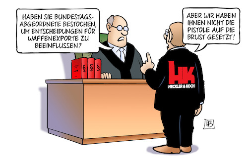 Cartoon: Heckler und Koch-Bestechung (medium) by Harm Bengen tagged heckler,und,koch,bestechung,korruption,bundestagsabgeordnete,bestochen,entscheidungen,waffenexporte,beeinflussung,pistole,cdu,fdp,mexiko,harm,bengen,cartoon,karikatur,heckler,und,koch,bestechung,korruption,bundestagsabgeordnete,bestochen,entscheidungen,waffenexporte,beeinflussung,pistole,cdu,fdp,mexiko,harm,bengen,cartoon,karikatur