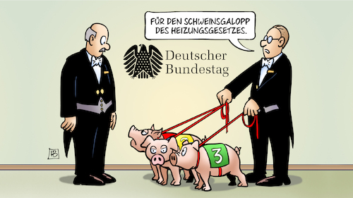 Cartoon: Heizungs-Schweinsgalopp (medium) by Harm Bengen tagged schweinsgalopp,schweine,heizungsgesetz,geg,bundestag,saaldiener,geschwindigkeit,hetzjagd,harm,bengen,cartoon,karikatur,schweinsgalopp,schweine,heizungsgesetz,geg,bundestag,saaldiener,geschwindigkeit,hetzjagd,harm,bengen,cartoon,karikatur