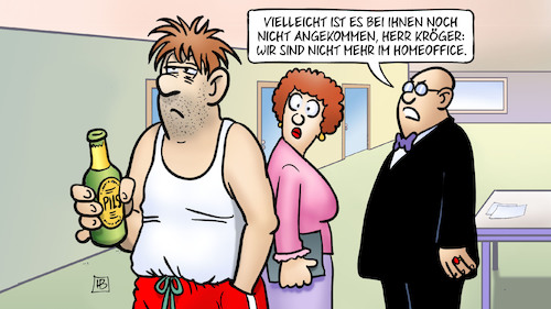 Cartoon: Homeoffice erleichtert (medium) by Harm Bengen tagged homeoffice,corona,buero,pils,bier,chef,schlafen,harm,bengen,cartoon,karikatur,homeoffice,corona,buero,pils,bier,chef,schlafen,harm,bengen,cartoon,karikatur