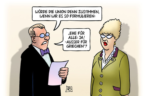 Cartoon: Homo-Ehe und Griechenland (medium) by Harm Bengen tagged union,cdu,csu,formulieren,homo,ehe,fuer,alle,schwul,lesbisch,homophob,griechenland,harm,bengen,cartoon,karikatur,union,cdu,csu,formulieren,homo,ehe,fuer,alle,schwul,lesbisch,homophob,griechenland,harm,bengen,cartoon,karikatur