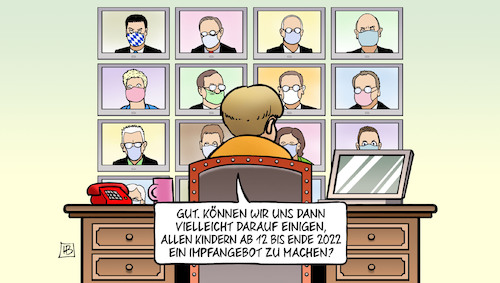 Cartoon: Impfgipfel und Kinder (medium) by Harm Bengen tagged impfgipfel,kinder,jugendliche,impfen,videokonferenz,merkel,bund,laender,corona,harm,bengen,cartoon,karikatur,impfgipfel,kinder,jugendliche,impfen,videokonferenz,merkel,bund,laender,corona,harm,bengen,cartoon,karikatur