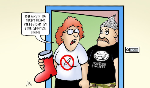 Cartoon: Impfstiefel (medium) by Harm Bengen tagged spritze,impfgegnerin,verschwörungstheorien,nikolaus,stiefel,tür,impfpflicht,corona,harm,bengen,cartoon,karikatur,spritze,impfgegnerin,verschwörungstheorien,nikolaus,stiefel,tür,impfpflicht,corona,harm,bengen,cartoon,karikatur