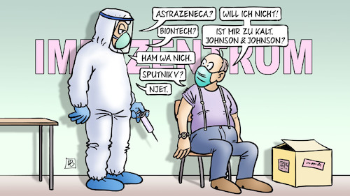 Cartoon: Impfstoffwahl (medium) by Harm Bengen tagged impfstoffwahl,astrazeneca,biotech,johnson,sputnik,njet,arzt,impfen,corona,masken,termin,pandemie,impfzentrum,schutzanzug,spritze,harm,bengen,cartoon,karikatur,impfstoffwahl,astrazeneca,biotech,johnson,sputnik,njet,arzt,impfen,corona,masken,termin,pandemie,impfzentrum,schutzanzug,spritze,harm,bengen,cartoon,karikatur