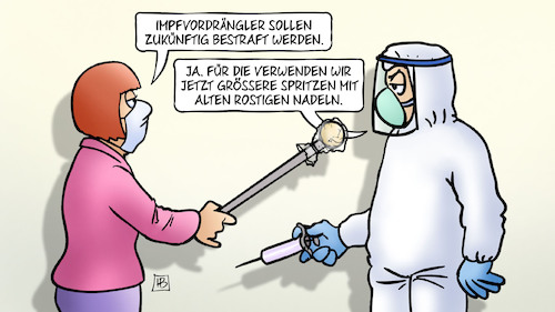 Cartoon: Impfvordrängler (medium) by Harm Bengen tagged impfvordrängler,strafen,bestrafung,interview,corona,spritze,schutzanzug,rostigen,nadeln,harm,bengen,cartoon,karikatur,impfvordrängler,strafen,bestrafung,interview,corona,spritze,schutzanzug,rostigen,nadeln,harm,bengen,cartoon,karikatur