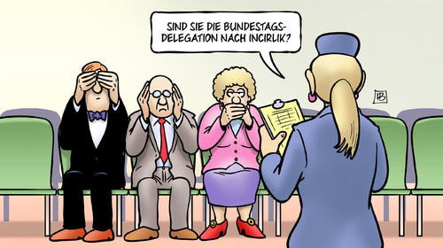 Cartoon: Incirlik-Besuch (medium) by Harm Bengen tagged incirlik,besuch,bundestags,delegation,türkei,bundeswehr,armenienresolution,putsch,demokratie,flughafen,harm,bengen,cartoon,karikatur,incirlik,besuch,bundestags,delegation,türkei,bundeswehr,armenienresolution,putsch,demokratie,flughafen,harm,bengen,cartoon,karikatur