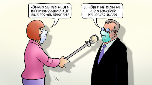 Cartoon: Infektionsschutz und Lockern (medium) by Harm Bengen tagged interview,formel,inzidenz,lockerer,lockerungen,nachfolgeregelung,infektionsschutz,masken,bundestag,corona,harm,bengen,cartoon,karikatur,interview,formel,inzidenz,lockerer,lockerungen,nachfolgeregelung,infektionsschutz,masken,bundestag,corona,harm,bengen,cartoon,karikatur