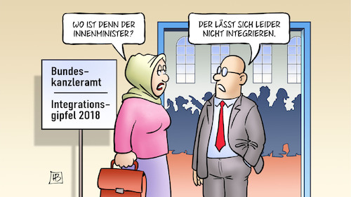 Cartoon: Integrationsgipfel (medium) by Harm Bengen tagged bundeskanzleramt,integrationsgipfel,innenminister,integrieren,merkel,masterplan,migration,seehofer,cdu,csu,streit,kopftuch,harm,bengen,cartoon,karikatur,bundeskanzleramt,integrationsgipfel,innenminister,integrieren,merkel,masterplan,migration,seehofer,cdu,csu,streit,kopftuch,harm,bengen,cartoon,karikatur