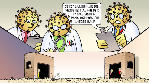 Cartoon: Inzidenz-Experiment (medium) by Harm Bengen tagged inzidenz,sinken,experiment,versuche,wissenschaftler,corona,viren,labor,harm,bengen,cartoon,karikatur,inzidenz,sinken,experiment,versuche,wissenschaftler,corona,viren,labor,harm,bengen,cartoon,karikatur