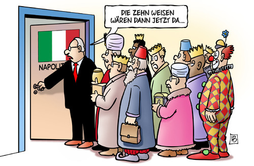 Cartoon: Italienische Weise (medium) by Harm Bengen tagged napolitano,praesident,italien,experten,regierung,parteien,clowns,clown,weise,harm,bengen,cartoon,karikatur,napolitano,praesident,italien,experten,regierung,parteien,clowns,clown,weise,harm,bengen,cartoon,karikatur