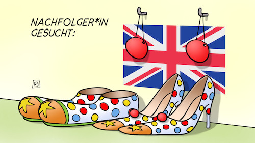 Cartoon: Johnson-Nachfolge (medium) by Harm Bengen tagged johnson,nachfolge,nachfolgerin,clowns,schuhe,gb,uk,harm,bengen,cartoon,karikatur,johnson,nachfolge,nachfolgerin,clowns,schuhe,gb,uk,harm,bengen,cartoon,karikatur