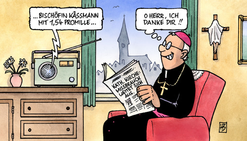 Cartoon: Kässmann (medium) by Harm Bengen tagged kässmann,bischof,bischöfin,ekd,evangelisch,kirche,katholisch,missbrauch,kinderschänder,zeitung,radio,kruzifix,jesuiten,religion,kässmann,bischof,bischöfin,ekd,evangelisch kirche,katholisch,missbrauch,kinderschänder,zeitung,radio,kruzifix,jesuiten,religion,glaube,skandal,evangelisch,kirche