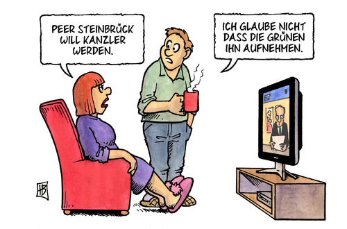 Cartoon: Kanzlerkandidat Steinbrück (medium) by Harm Bengen tagged kanzlerkandidat,kanzler,kandidat,kandidatur,kandidieren,steinbrück,peer,spd,grüne,partei,wahl,bundestagswahl,bundestag,kanzlerkandidat,kanzler,kandidat,kandidatur,kandidieren,steinbrück,peer,spd,grüne,partei,bundestagswahl,wahl,bundestag