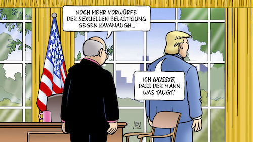 Cartoon: Kavanaugh-Vorwürfe (medium) by Harm Bengen tagged vorwürfe,sexuelle,belästigung,vergewaltigung,richter,kandidat,kavanaugh,trump,oval,office,harm,bengen,cartoon,karikatur,vorwürfe,sexuelle,belästigung,vergewaltigung,richter,kandidat,kavanaugh,trump,oval,office,harm,bengen,cartoon,karikatur