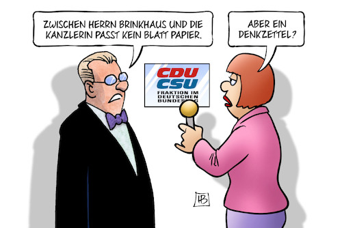 Cartoon: Kein Blatt (medium) by Harm Bengen tagged brinkhaus,merkel,kauder,kanzlerin,blatt,papier,denkzettel,interview,cdu,csu,fraktion,abwahl,harm,bengen,cartoon,karikatur,brinkhaus,merkel,kauder,kanzlerin,blatt,papier,denkzettel,interview,cdu,csu,fraktion,abwahl,harm,bengen,cartoon,karikatur