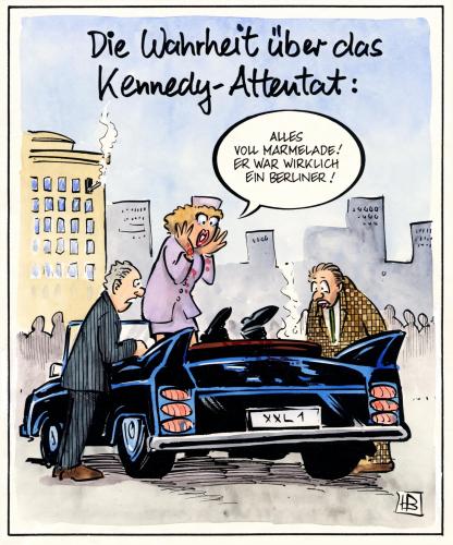 Cartoon: Kennedy-Attentat (medium) by Harm Bengen tagged kennedy,attentat,dallas,john,kennedy,attentat,dallas,mord,anschlag,politik,usa,amerika,präsident,1963,marmelade,berliner,pfannkuchen,täter,tod,attentäter,wahrheit,geschichte,john f kennedy,verschwörungstheorie,verschwörung,lee harvey oswald,warrenkommission,elmstreet,jack ruby,texas schoolbook depository,abraham zapruder,zapruder film,verdacht,kennedyattentat,kennedymord,mafia,kuba,fidel castro,lyndon b johnson,dealey plaza,jim garrison,magische kugel,ford,lincoln,heckenschütze,schnellschütze,schöneberger rathaus,freie welt,berlinbesuch,mauer,berliner mauer,lee,harvey,oswald,jack,ruby,texas,schoolbook,depository,abraham,zapruder,film,fidel,castro,lydon,johnson,dealey,plaza,jim,garrison,magische,kugel,schöneberger,rathaus,freie,welt,lyndon