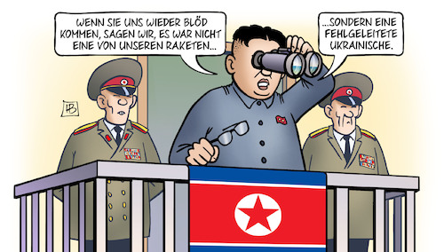 Cartoon: Kim-Raketen (medium) by Harm Bengen tagged kim,jong,un,nordkorea,raketentests,atomraketen,fehlgeleitete,ukrainische,luftabwehrrakete,krieg,ukraine,russland,harm,bengen,cartoon,karikatur,kim,jong,un,nordkorea,raketentests,atomraketen,fehlgeleitete,ukrainische,luftabwehrrakete,krieg,ukraine,russland,harm,bengen,cartoon,karikatur