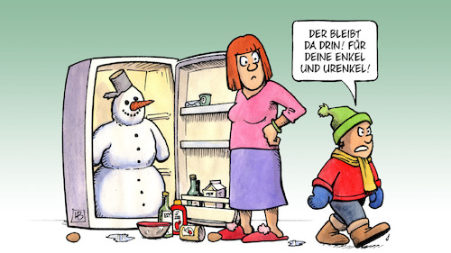 Cartoon: Klima und Enkel (medium) by Harm Bengen tagged schneemann,kühlschrank,kind,mutter,enkel,urenkel,winter,globale,erderwärmung,klimakonferenz,cop,25,madrid,klimawandel,klimaschutz,harm,bengen,cartoon,karikatur,schneemann,kühlschrank,kind,mutter,enkel,urenkel,winter,globale,erderwärmung,klimakonferenz,cop,25,madrid,klimawandel,klimaschutz,harm,bengen,cartoon,karikatur