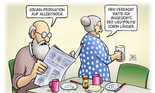 Cartoon: Kokain-Produktion (medium) by Harm Bengen tagged kokain,produktion,allzeithoch,rauschgift,verdacht,weltpolitik,susemil,harm,bengen,cartoon,karikatur,kokain,produktion,allzeithoch,rauschgift,verdacht,weltpolitik,susemil,harm,bengen,cartoon,karikatur