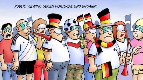 Cartoon: Kommendes Public Viewing (medium) by Harm Bengen tagged public,viewing,portugal,ungarn,europameisterschaft,fussball,em,niederlage,frankreich,deutschland,harm,bengen,cartoon,karikatur,public,viewing,portugal,ungarn,europameisterschaft,fussball,em,niederlage,frankreich,deutschland,harm,bengen,cartoon,karikatur