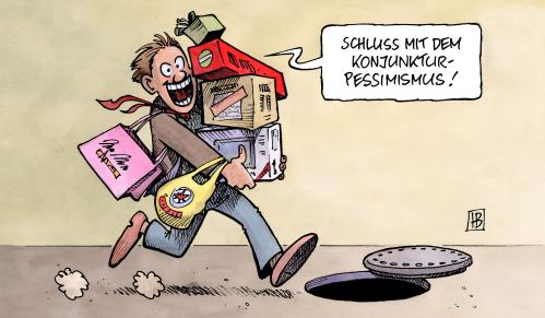 Cartoon: Konjunkturpessimismus (medium) by Harm Bengen tagged konjunkturpessimismus,konjunktur,wirtschaft,aufschwung,rezession,krise,konsum,konsumklima,konsumklimaindex,kaufen,kaufrausch,absturz,arbeitslosigkeit,konjunkturpessimismus,konjunktur,pessimismus,wirtschaft,aufschwung,rezession,krise,konsum,konsumklima,konsumklimaindex,kaufen,kaufrausch,absturz,arbeitslosigkeit,konsumgesellschaft,finanzkrise