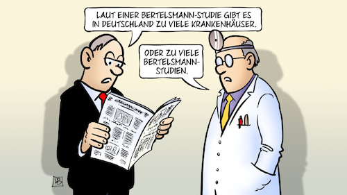 Cartoon: Krankenhauszahl (medium) by Harm Bengen tagged krankenhauszahl,bertelsmann,studie,deutschland,zu,viele,krankenhäuser,zeitunglesen,ärzte,arzt,harm,bengen,cartoon,karikatur,krankenhauszahl,bertelsmann,studie,deutschland,zu,viele,krankenhäuser,zeitunglesen,ärzte,arzt,harm,bengen,cartoon,karikatur