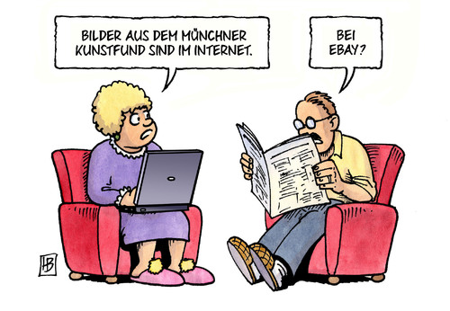 Cartoon: Kunstfund (medium) by Harm Bengen tagged kunstfund,gurlitt,sammlung,internet,ebay,kunst,raubkunst,harm,bengen,cartoon,karikatur,kunstfund,gurlitt,sammlung,internet,ebay,kunst,raubkunst,harm,bengen,cartoon,karikatur