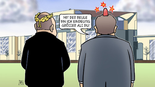 Cartoon: Laschet-Beule (medium) by Harm Bengen tagged bundestagswahl,ergebnis,regierungsbildung,koalition,bundeskanzler,cdu,csu,spd,grüne,fdp,jamaika,ampel,beule,siegerkranz,scholz,laschet,harm,bengen,cartoon,karikatur,bundestagswahl,ergebnis,regierungsbildung,koalition,bundeskanzler,cdu,csu,spd,grüne,fdp,jamaika,ampel,beule,siegerkranz,scholz,laschet,harm,bengen,cartoon,karikatur