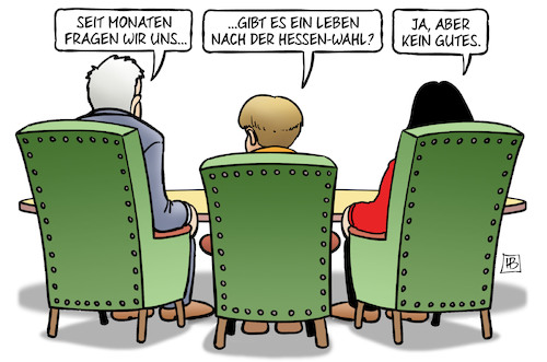 Cartoon: Leben nach der Hessen-Wahl (medium) by Harm Bengen tagged leben,nach,hessen,wahl,merkel,nahles,seehofer,groko,landtagswahl,harm,bengen,cartoon,karikatur,leben,nach,hessen,wahl,merkel,nahles,seehofer,groko,landtagswahl,harm,bengen,cartoon,karikatur