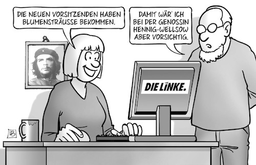 Linke und Blumen